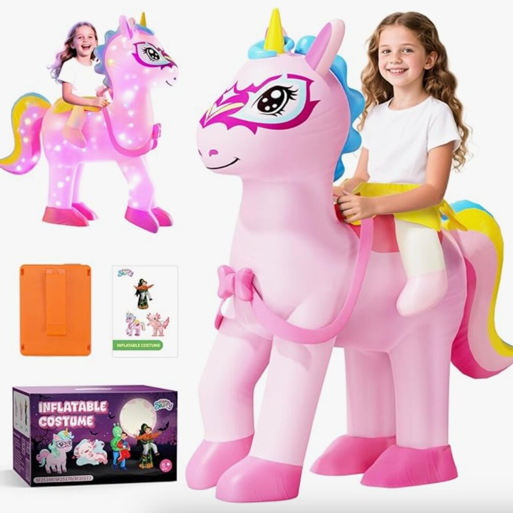 Kids Inflatable Light-Up Unicorn Costume